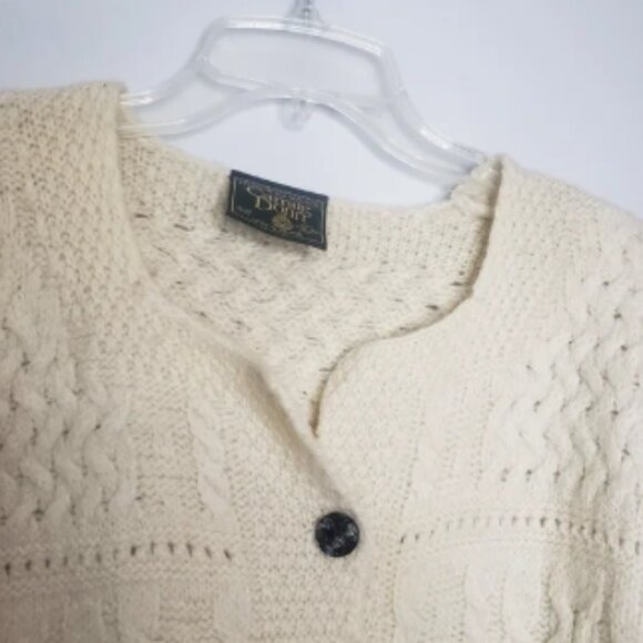 Carraig Donn Merino Wool Sweater Cardigan M Womens Fisherman Ireland Cable Knit - Picture 4 of 9